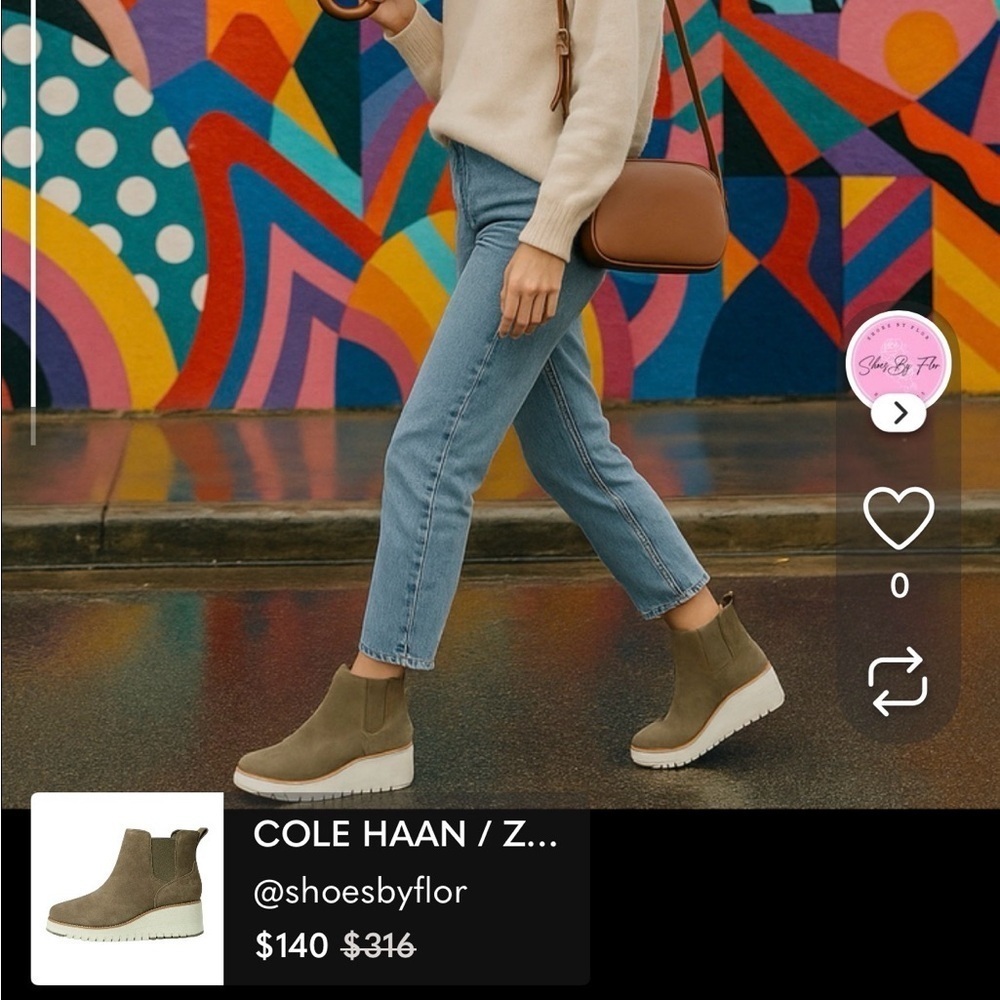 COLE HAAN / ZG City / Waterproof / Suede / Wedge / Ankle Boots / US Size 6.5
